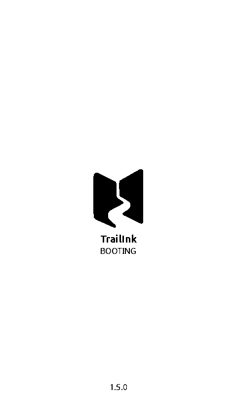 TrailInk boot screen on the X4: logo, name and version